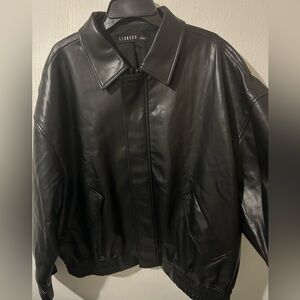Lioness Black Faux Leather Bomber Jacket